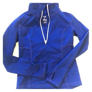 Zella  3/4 zippered Blue jacket Girls size 5